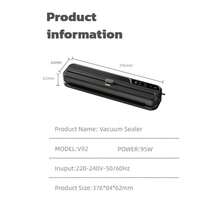 Máy hút chân không mạnh mẽ 55kPa, chế độ hút khô và ướt, hệ thống hút chân không ngoài, kèm 10 túi hút chân không. - Phích cắm loại C của EU (220-240V) - Xem 12