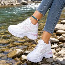 Damen Herbst/Winter Neue Glitzer Plateau Sneaker, Dicksohlige Casual Mode Vielseitige Laufschuhe - Babypink - Übersicht 3