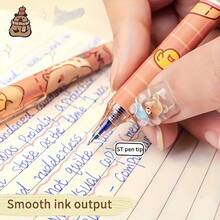 Juego de 14 - Bolígrafo de gel borrable con diseño de capibara, tinta azul retráctil de 0.5mm, adecuado para escuelas y oficinas. La escritura es suave y de secado rápido (3 bolígrafos + 10 recambios + 1 borrador). - Tinta azul - Ver 4