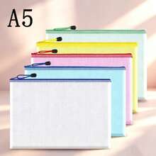 Túi đựng tài liệu A5, 5 chiếc túi có khóa kéo, túi đựng tài liệu chống thấm nước nhiều màu sắc có khóa kéo, túi lưới có khóa kéo, túi đựng hồ sơ có khóa kéo, nhiều ngăn có khóa kéo. - A5 - Xem 2