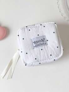 1 Buah Tas Kosmetik Mini Portabel Motif Polkadot dengan Resleting, Tas Penyimpanan Pembalut Wanita, Tas Perlengkapan Mandi Portabel Multifungsi, Dompet Koin - MultiWarna - View 3