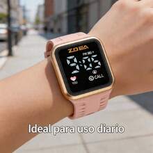 ZOEA Men's LED Touchscreen Watch, Waterproof Silicone Strap, Sporty And Casual Design - akar teratai merah muda - View 2