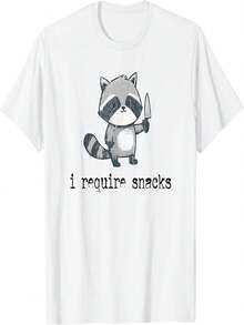 I Require Snacks - Camiseta de mapache gordo, divertida - Blanco - Ver 1