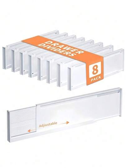 8 vách ngăn ngăn kéo điều chỉnh được, dụng cụ sắp xếp ngăn kéo bằng nhựa, vách ngăn mở rộng, thích hợp cho nhà bếp, phòng ngủ, bàn trang điểm, lưu trữ tùy chỉnh cho dụng cụ, mỹ phẩm, quần áo, lắp đặt dễ dàng không cần dụng cụ, thích hợp cho văn phòng tại nhà, xe RV và căn hộ.