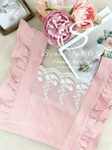Women's Cooking And Baking Apron: French Vintage Lace Floral Apron With Ruffled Criss-Cross Straps And Lace Pockets. Suitable For Cooking, Baking, Housework, Rustic Home Decor, And Festive Parties; Makes A Lovely Gift - Multicolor - View 9