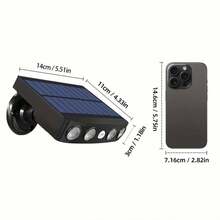 1/2pcs Black Shell Motion Sensor Outdoor Wall Light, Fake Surveillance Solar Powered Light With Light Sensor, Detachable Portable Outdoor Camping Lamp, Adjustable Height Outdoor Pathway Light, Built-In Button Switch, 3 Lighting Modes, Minimalist Stylish Floodlight With 270 Degree Illumination - white light - View 7