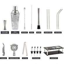 17-teiliges Cocktail-Shaker-Set Aus Edelstahl Mit Ständer – Professionelle Bar-Accessoires Für Zuhause & Partys, Ideales Geschenk Für Hobby-Barkeeper - Übersicht 7