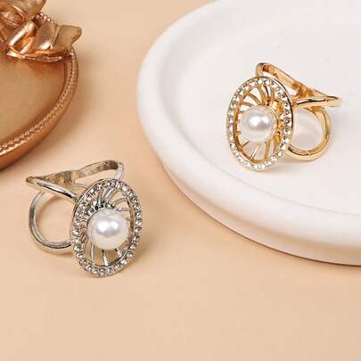 1 Stück minimalistischer ovaler Schal-Clip, zarte Perlen-Dekoration, modische Schal-Brosche, vielseitig für Pendeln und täglichen Gebrauch