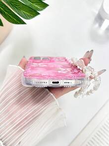 Ốp lưng điện thoại trong suốt in hình cây cọ anh đào, viền sóng bện, bảo vệ tốt, tương thích với iPhone 17/17 Pro/17 Pro Max, 16/16 Pro/16 Pro Max/16 Plus, 14, 15, P14, P13, P12, P11, thời trang và chống sốc. - Nhiều màu - Xem 4