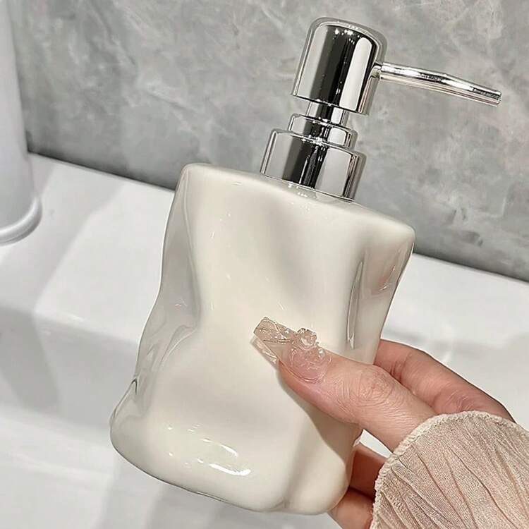 1 Bình đựng xà phòng bằng nhựa cao cấp, bình đựng xà phòng lỏng để bàn, bình đựng xà phòng rửa tay phòng tắm, chai rỗng có thể tái sử dụng để đựng xà phòng rửa tay và nước rửa chén, phụ kiện phòng tắm, trang trí nhà cửa, đồ dùng phòng tắm. - Phong cách kem - Xem 3