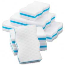 20-Pack Three-Layer Extra Durable Wave Shape Magic Cleaning Sponge Eraser Multi-Functional Melamine Foam For Kitchen Bathroom Wall - White - View 3