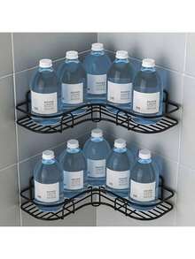 1 pieza Estantería de esquina para ducha de acero inoxidable - a prueba de óxido, organizador de pared para el baño para almacenar champú, tónico y cosméticos - Multicolor - Ver 8