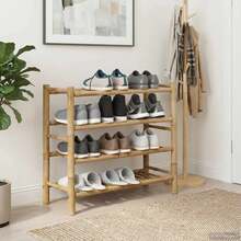 Rack à chaussures avec étagère Naturel 68 x 28 x 63 cm Bambou - Brun - Voir 1