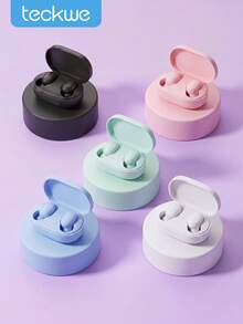 Teckwe Wireless Earbuds, Mini Music Earbuds, In-Ear Wireless Headphones With Charging Case, No Cable, Capacitive Microphone, Noise Cancellation, Volume Control, Candy Color Earbuds - one-size - View 1