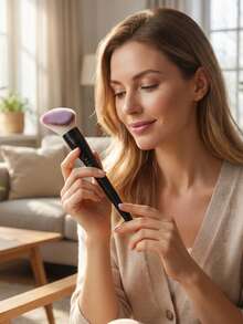 1/2pcs Makeup Brushes Set, Triangle Brush, Foundation Brush, Powder Brush, Highlighter Brush, Larger Surface Area For Skin Application, Easier Makeup Application, Minimalist Basic Soft Hair Makeup Tools, Suitable For Beginners, Great Gift For Women, Travel-Friendly - Black - View 7