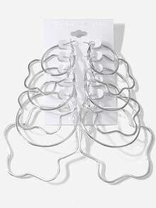 Set de 12 pendientes de aro, de acero inoxidable, en tamaños variados, con diseño exagerado de círculo y forma de C, en tonos dorado y plateado, un set de joyas clásicas para regalo, uso diario unisex - Dorado - Ver 7