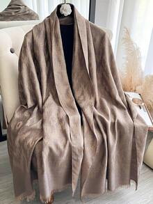 1 pezzo Elegante sciarpa con motivo geometrico jacquard e fili dorati, versatile scialle per ambienti climatizzati, accessorio per abbigliamento primaverile/autunnale, adatto per uso quotidiano - Multicolore - Visualizzare 14