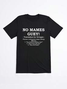 Camiseta Negra con Estampado No Mames Guey Traducción para Gringos para Mujer Casual Urbano - Negro - Ver 2