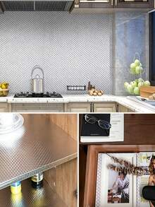 2pcs/Set Heavy-Duty Self-Adhesive Aluminum Kitchen Foil - Waterproof, Oil-Resistant, And Heat-Resistant. Features An Easy-To-Clean Surface And Acts As An Effective Oil-Proof Backsplash Sticker. Suitable For Stoves, Ovens, Cabinets, Drawers - Multicolor - View 8