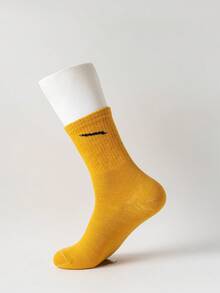 3 Pairs Assorted Color Diagonal Stripe Print Sports Socks, Comfortable Breathable Medium Thickness, Unisex Fashion - Multicolor - View 7