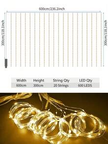 6x3cm/3x3cm LED Curtain Lights, USB Hanging Window Lights With Remote Control, Connectable Fairy Lights, Bedroom Decor, Outdoor Decor, Valentine's Day Decor, Mother's Day Decor, Wedding, Birthday Gift, Indoor Decor, Christmas Party Supplies, Party Decorations, Holiday Hanging Ornaments - USB Curtain Light - View 16