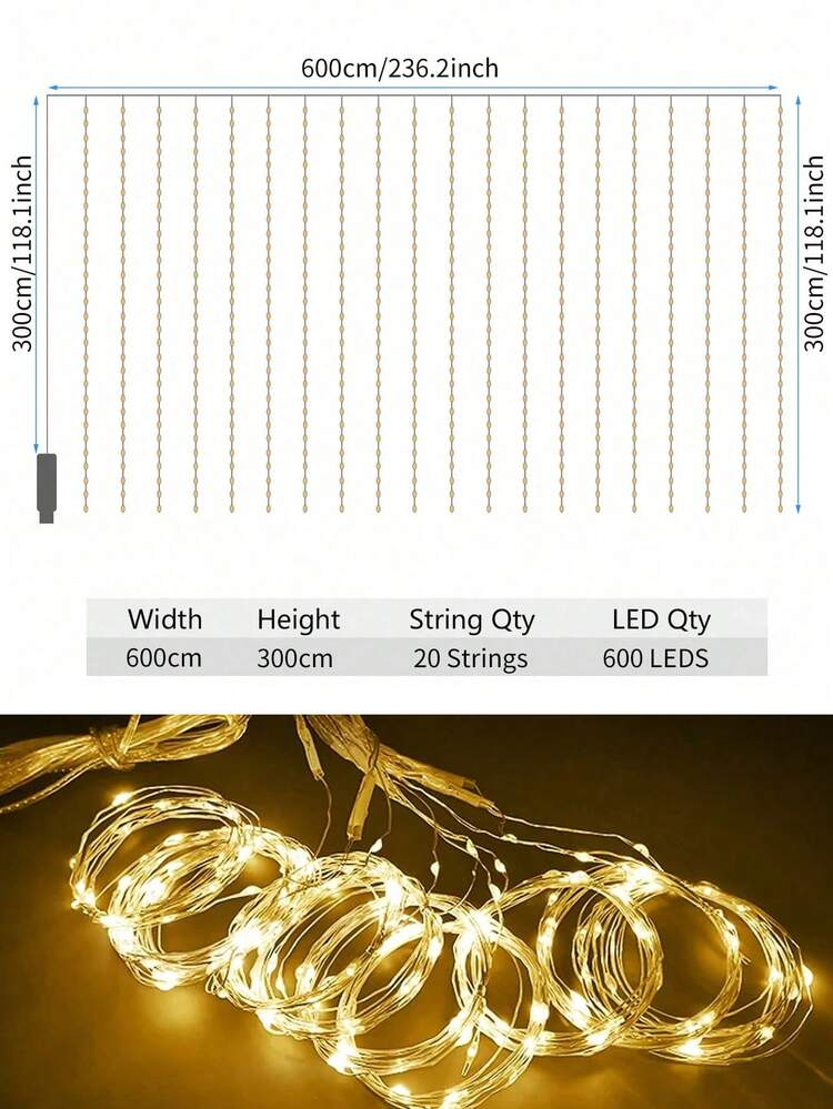 6x3厘米/3x3厘米LED窗帘灯，USB遥控悬挂式窗帘灯，可连接串灯，卧室装饰，户外装饰，情人节装饰，母亲节装饰，婚礼，生日礼物，室内装饰，圣诞派对用品，派对装饰，节日悬挂饰品 - USB窗簾燈 - 查看 15
