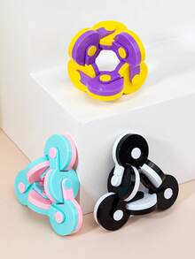 1pc 3D Puzzle Toy, Infinite Rotation Cognitive Training Finger Flexibility Toy, Christmas Gift, Fingertip Spinner Novelty Stress Relief Mini Cube 3D Intelligence Toy - Multicolor - View 5