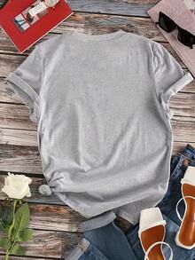 S274 Casual Short Sleeve T-Shirt With Custom Print - 銀灰色 - 查看 4