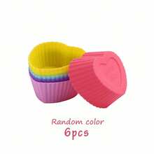 6pcs Silicone Cupcake Liners, Multi-Shape Silicone Baking Cups, Non-Stick Reusable Cupcake Molds For Baking Muffins, Truffles And More - Multicolor - View 10