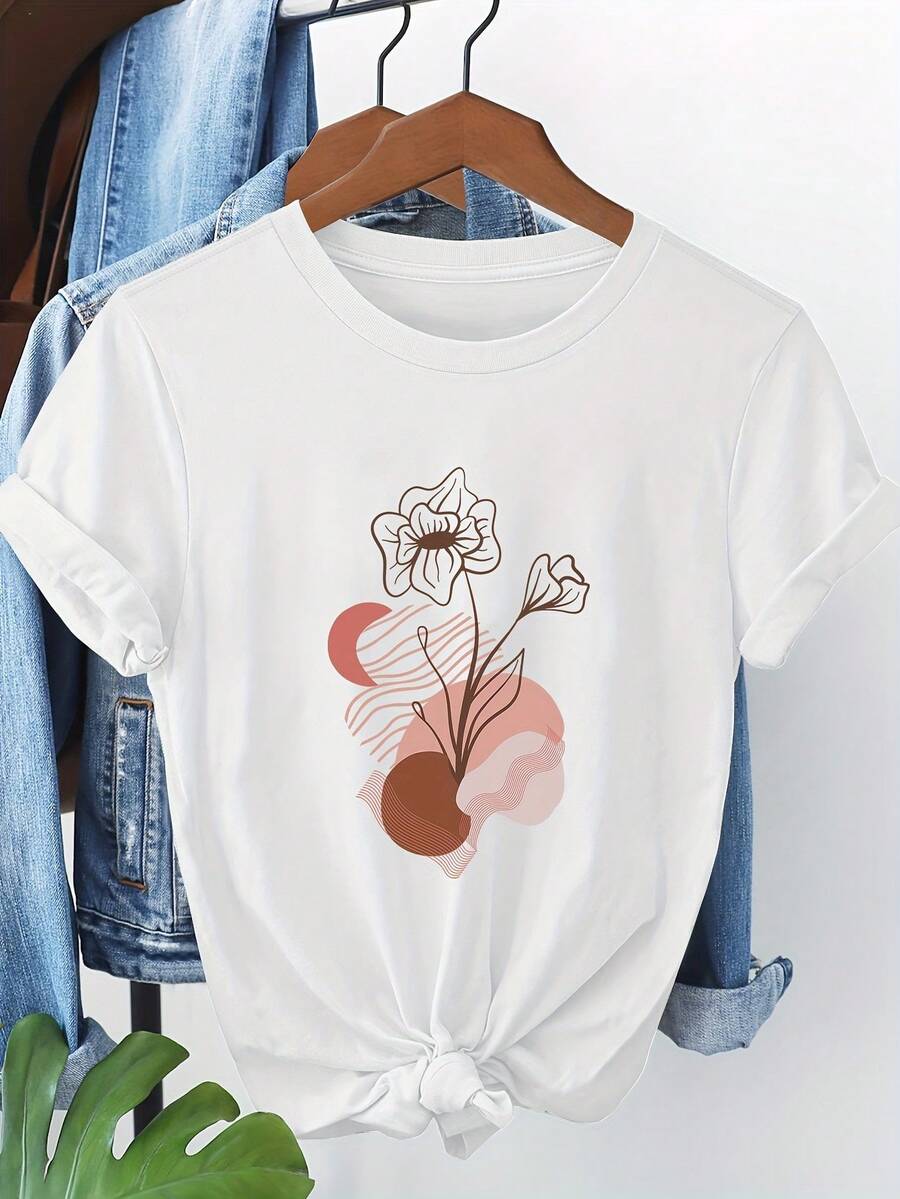 Short-Sleeved T-Shirt With Floral Pattern 1170