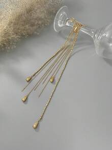 1枚金色水滴流苏别针胸针，优雅链条吊坠胸针，适合搭配外套和衬衫，男女皆宜的朋克风个性胸针 - 水滴胸針 - 查看 8
