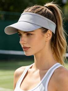 1pc Multi-Color Lightweight Breathable Sports Visor Hat, Women's Outdoor Sun Protection Ponytail Cap, Quick-Dry Mesh Tennis Fitness Hat,Holiday,Festival - Lightweight Visor - View 8