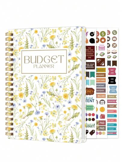 简易预算计划本，附预算贴纸，A5尺寸，可记账、存钱、追踪账单支出、追踪储蓄并概览每月支出，学校办公用品