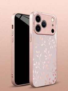 1. 优雅简约高级柔光奢华树叶图案玫瑰金枝叶纹玻璃手机壳，适用于 17/16/15/14/13/12/11 Pro Max/7/8 Plus/Xr/Xs Max/6s/Galaxy S25/S24/S22/S21/S10/A73/A56/A55/A54/A53/A36/A35/A34/A33/A26/A25/A13/A06/S23FE/S23 Plus/S23 Ultra/钢化玻璃手机壳，高级大气质感 - 粉色 - 查看 6