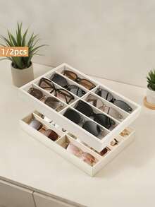 1pc Fashion Eyeglasses Storage Tray, Eyeglasses Storage Box, Drawer Organizer, Stackable Display Box, Available In 3 Colors, Soft Padded Lining Suitable For Earrings, Necklaces, Bracelets, Rings, Hair Clips, Hair Bands, Fits Standard Drawers - Multicolor - View 3