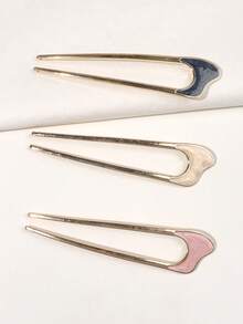 3件套简约发夹波西米亚金色头饰发髻发夹发髻造型发饰发夹，学生用品，发饰 - 彩色 - 查看 1