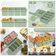 Silicone Freezer Molds With Lids, 1-Cup And 2-Cup Large  Trays, Food Storage Containers For Meal Prep, Portion Control 500mL 250mL 125mL Soup Freezing, 2-Pack - 1 - 查看 1