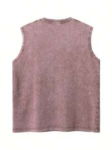 Men's Washed Summer Beach Coconut Trees This Printed, High-Street Style,  And Distressed Printed Vest Is Perfect For Outdoor Activities Like Fishin... - 咖啡色 - 查看 3
