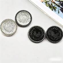 10pcs Round Rhinestone Metal Buttons, Luxury Full Diamond Decorative Sewing Buttons For Coat Jacket Sweater Clothing DIY Accessories - 10pcs - View 2