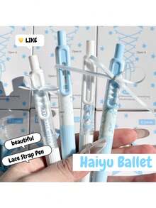 Bút bi rút kiểu dáng ballet ven biển, kèm ruy băng cùng màu, ruột mực đen 0.5mm, thích hợp viết trên nhiều loại sách. - Nhiều màu - Xem 9