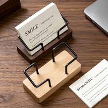 Giá đựng danh thiếp bằng gỗ và kim loại tối giản, kệ trưng bày để bàn, giá đỡ danh thiếp bằng gỗ, đồ dùng văn phòng/gia đình - Nhiều màu - Xem 3