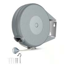Retractable Wall-Mounted Clothesline, 15m Cord, Multi-Angle Design, Supports 13kg. - 查看 1