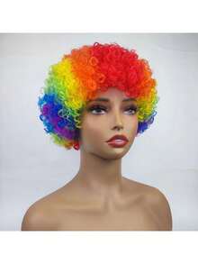 Wig Badut Warna-warni, Warna Acak, Satu Ukuran Cocok untuk Sebagian Besar Orang, Perlengkapan Permainan Kostum, Kebanggaan, Gaun Pesta - MultiWarna - View 8