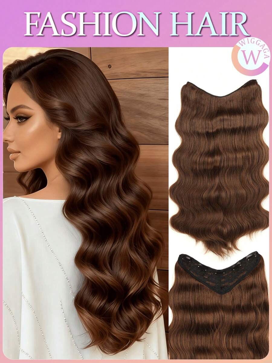 Tóc giả WIGGAGA 22" lấy cảm hứng từ mùa hè | Trang phục ngày lễ cho nữ. Phong cách ngày Valentine & du lịch mùa hè | Tóc nối kẹp xoăn quyến rũ bằng sợi tổng hợp 22" - Màu be - Xem 1