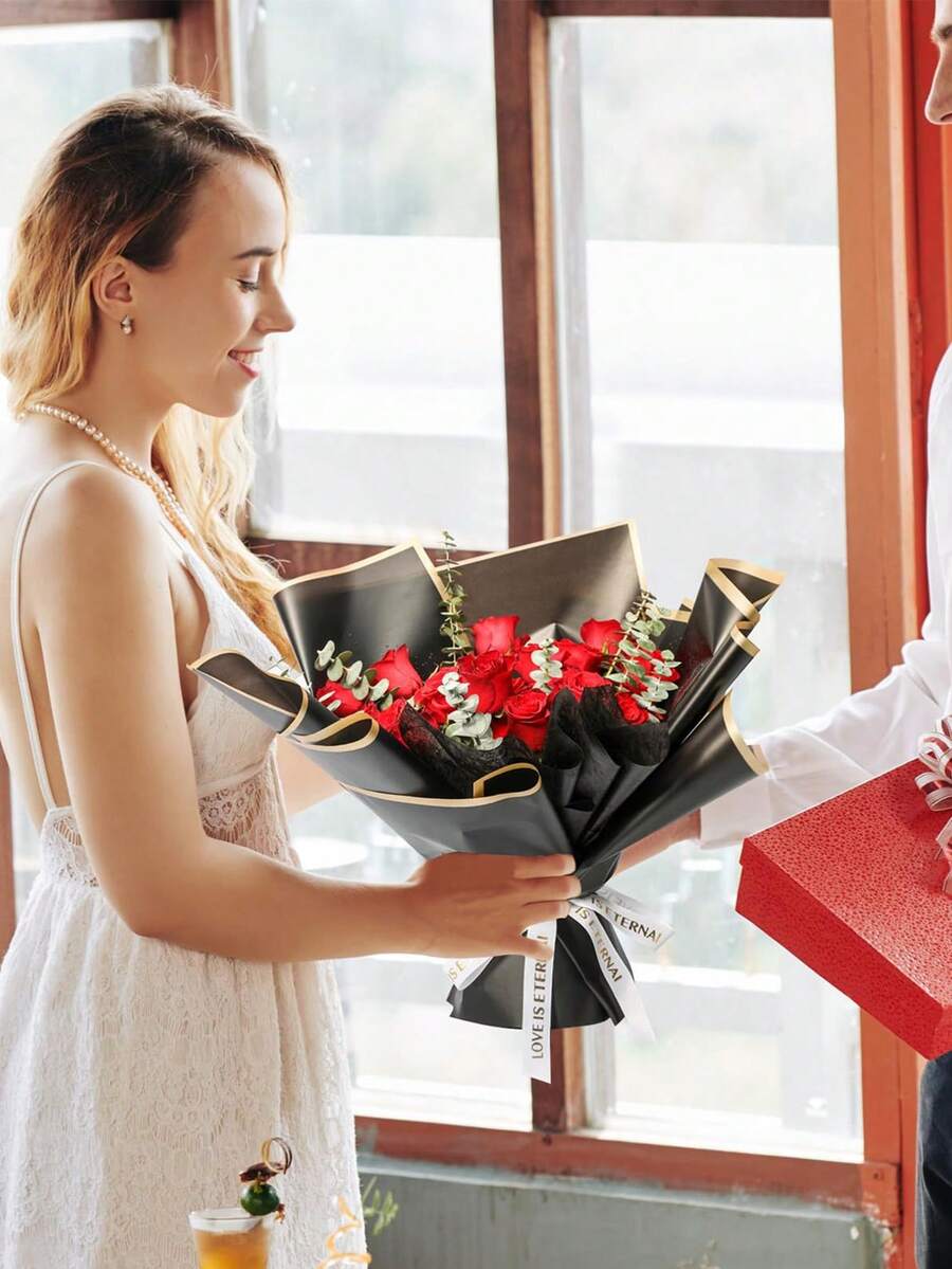 20 hojas/paquete Papel de envoltura impermeable para ramos, adecuado para manualidades DIY, suministros florales, embalaje de regalos de boda, cumpleaños, embalaje de ramos, arreglos florales DIY, Día de la Madre, cumpleaños, boda, ceremonia de graduación y aniversario - multicolor - Ver 1