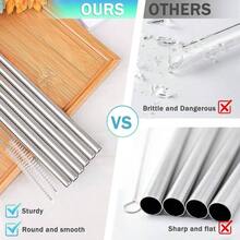 Stainless Steel Straws IceFlow Tumbler 30 Oz, 3 Pack Metal Reusable Straws With 2 Straw Cleaner Brushes IceFlow Tumbler Accessories - 3 món bằng thép không gỉ - Xem 2
