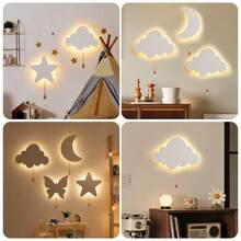 1/2 Packungen Hängende Nachtlichter: Wolken, Sterne, Mond, Schmetterlinge und mehr LED-Nachtlichter mit Zugschalter - perfekt für Kinderzimmer, Kindergärten und Spielzimmer - polychromatisches Licht - Übersicht 8