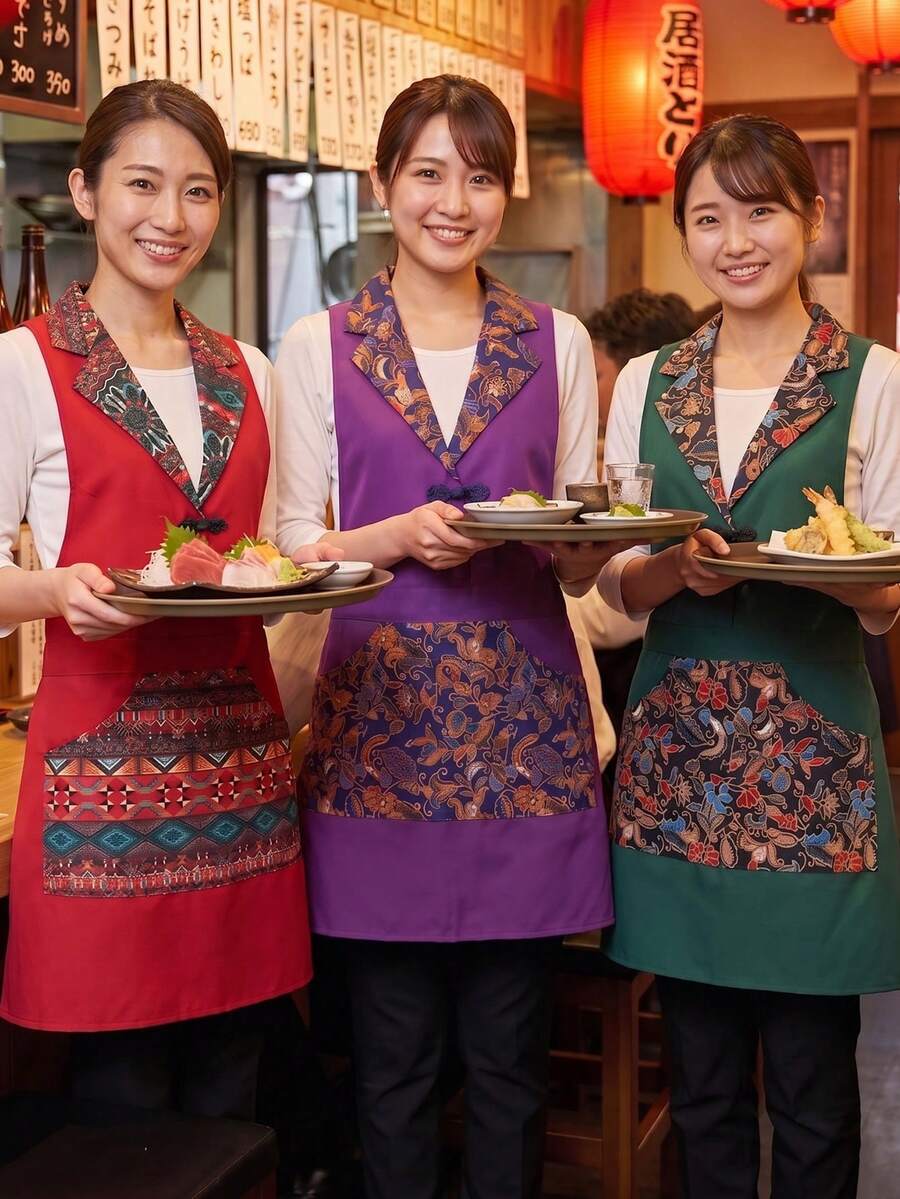 1pc Japanese Izakaya Style Apron For Women, Waitress Apron With Floral Collar Design, Suitable For Restaurants, Parties, Picnics, Hotels, Home Baking Enthusiasts, Perfect Gift For Mom And Wife On New Year, Valentine's Day, Mother's Day And Other Holidays