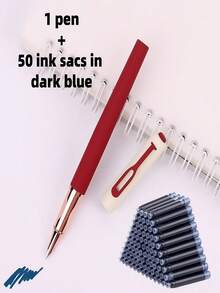Bộ 1 bút bi + 50 hộp mực thay thế / (1 bút bi kim loại + 50 hộp mực thay thế), Màu sắc cổ điển, Lớp phủ mờ, Thích hợp cho viết hàng ngày, trường học, văn phòng, ký tên kinh doanh, Lựa chọn quà tặng tuyệt vời - Bộ 51 món - Xem 13