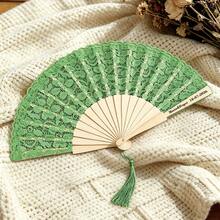 Customized Personalized Folding Hand Fan With Wooden Frame And Lace Surface, Custom Name And Date, Elegant Wedding Decoration, Party Favors, Engagement Bridal Shower Groomsman Thank You Gift, Multiple Color Options - Custom Hand Fan - View 8